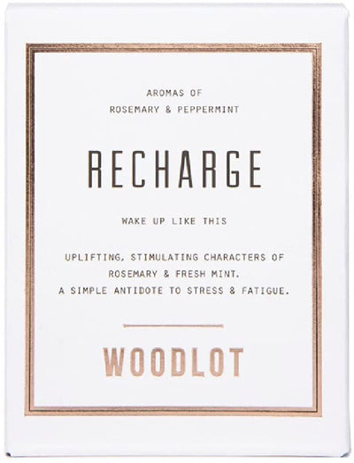 Woodlot Recharge Candle Glass Jar Soy and Coconut Wax Stress & Fatigue Remedy with Soothing Peppermint and Invigorating Rosemary Essential Oils, 8 Oz