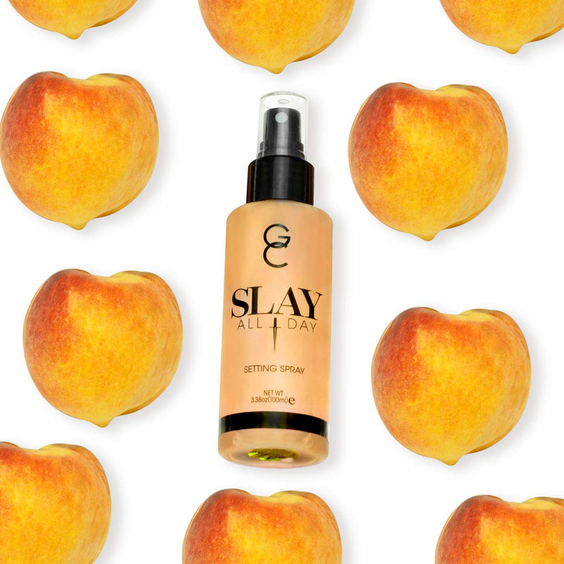GC Make Up Setting Spray - Gerard Cosmetics Slay All Day Peach Scented - OIL CONTROL, MATTE FINISH facial mist & makeup sealer, Keeps makeup fresh all day- 3.38oz (100ml) CRUELTY FREE, USA MADE