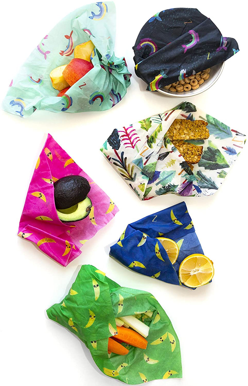 Z Wraps Multi 3-Pack, Reusable Beeswax Food Wrap and Food Storage Saver, Alternative to Plastic Wrap, Sustainable, Eco-Friendly Beeswax Food Wraps - Small, Medium, Large (Leafy/Petals/Bees)