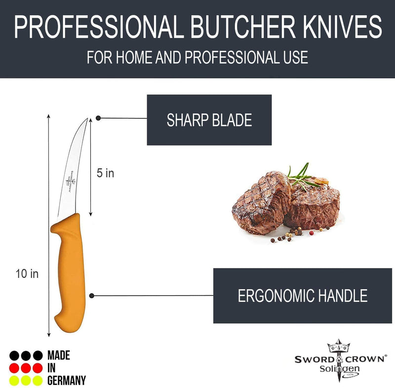 Sword & crown butcher knife set Solingen - 5 pieces, stainless steel
