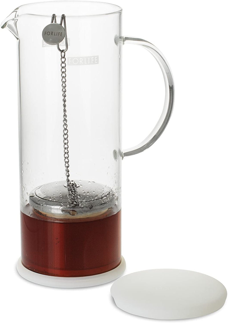 FORLIFE LUCENT Glass Iced Tea Jug with Capsule Infuser, 48-Ounce, Frost