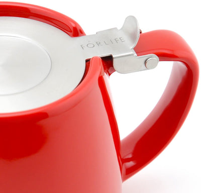 FORLIFE Stump Teapot with SLS Lid and Infuser, 18-Ounce, Red