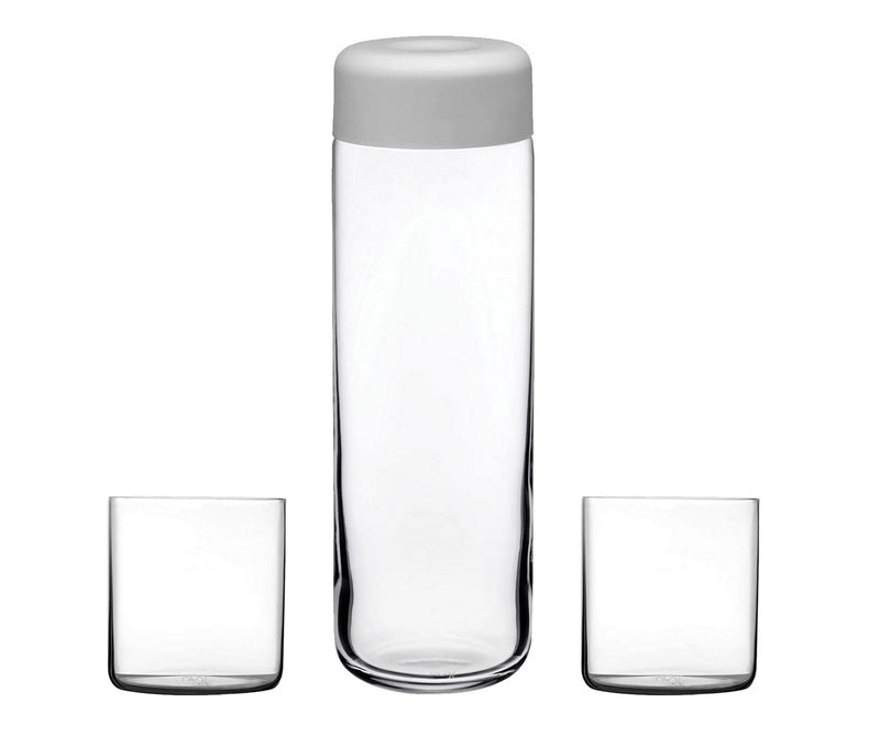 NUDE Glass Finesse Carafe and Tumbler Set Jug and 2 Glasses for Water or other Beverages