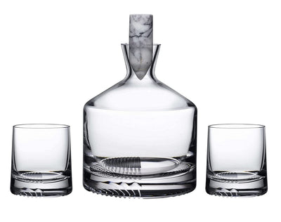 NUDE Glass Alba Whiskey Set - Whiskey Carafe and 2 Glass Tumblers