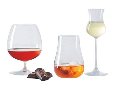 NUDE Glass Cheers Set Digestive Set of 3 Glasses - Cognac Glass Snifter, Whiskey Glass, and Grappa Glass
