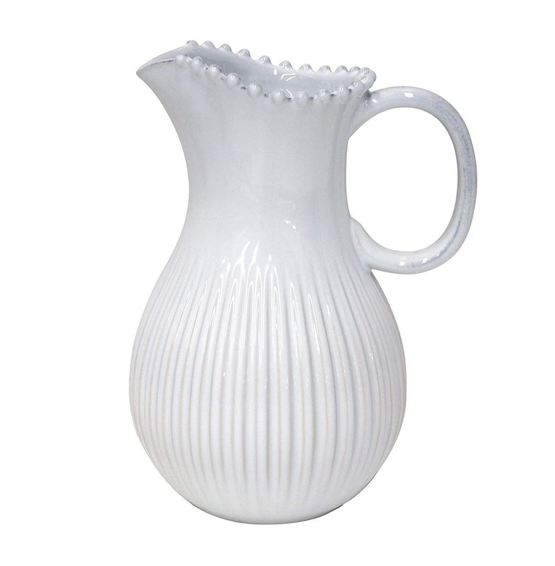 COSTA NOVA Pearl Collection Stoneware Ceramic Pitcher 87 oz, White
