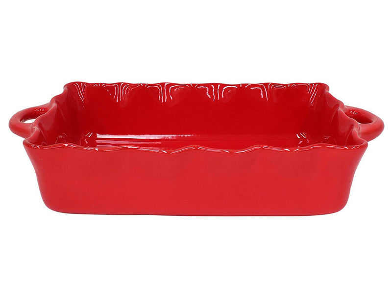 Casafina Stoneware Ceramic Dish Cook & Host Collection Medium Rectangular Baker Casserole, (Red) L11"xW8.5"
