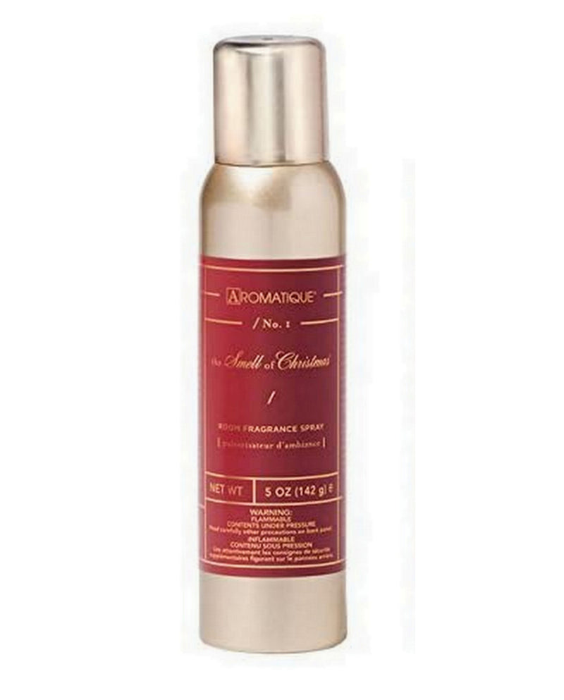 Aromatique The Smell of Christmas Fragrant Aerosol Room Spray in 5 oz Gold Bottle for Home Decor and Gift
