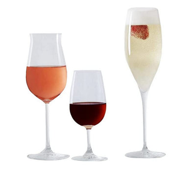 NUDE Glass Cheers Set Aperative Set of 3 Glasses - Rosé Wine Glass, Dimple Water Glass, Dimple Champagne Glass