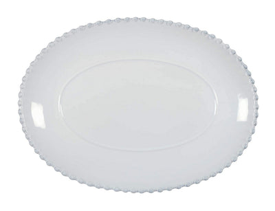 COSTA NOVA Pearl Collection Stoneware Ceramic Oval Platter Medium 13.5", White