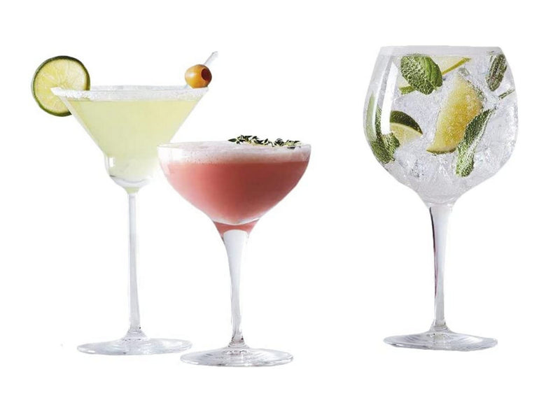 NUDE Glass Cheers Set Festive Set of 3 Glasses - Martini Glass, Coupe Glass, Gin & Tonic Glass