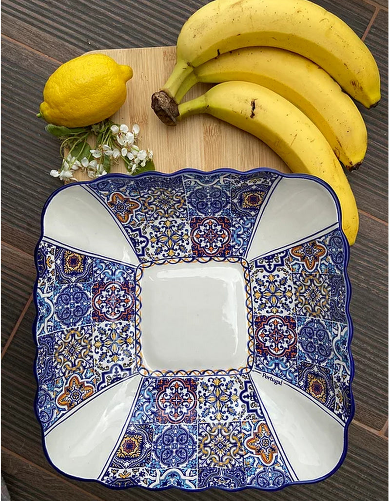 Alcoa Arte Hand-painted Traditional Portuguese Ceramic Large Salad Bowl