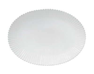 COSTA NOVA Pearl Collection Stoneware Ceramic Oval Platter Extra Large 20", White