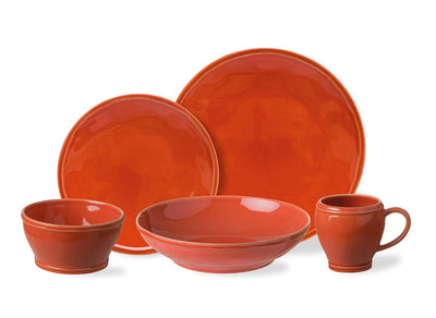 Casafina Stoneware Ceramic Dish Fontana Collection 5-Piece Dinnerware Set (Service for 1), Paprika