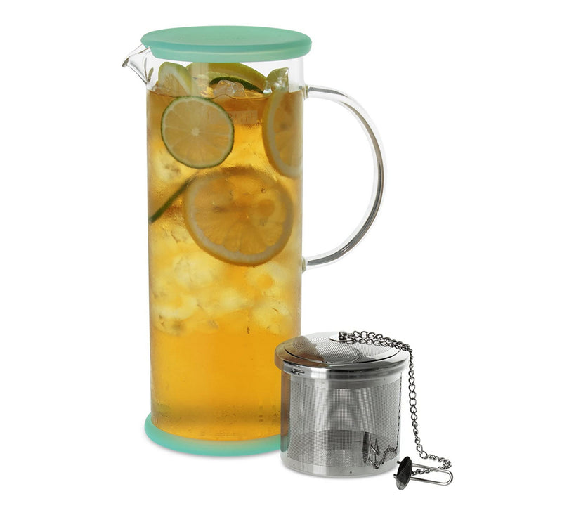 FORLIFE LUCENT Glass Iced Tea Jug with Capsule Infuser, 48-Ounce, Mint