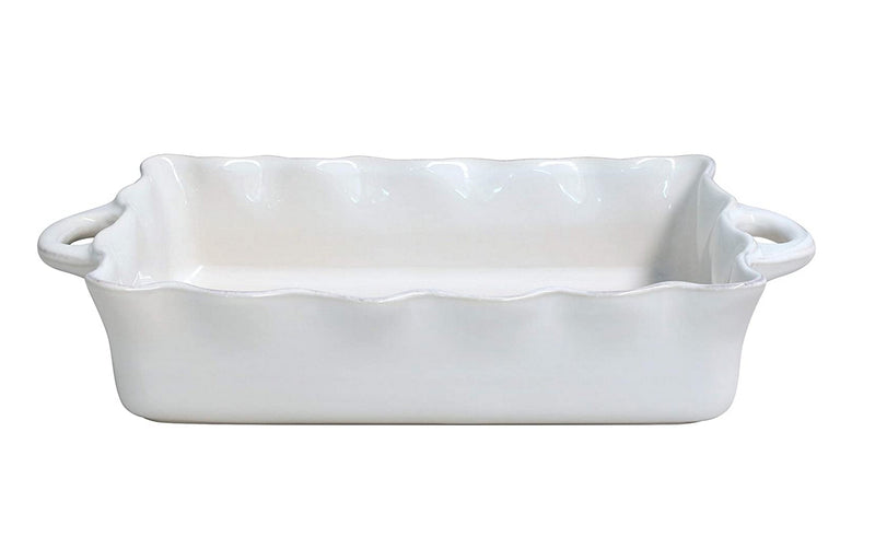 Casafina Stoneware Ceramic Dish Cook & Host Collection Large Rectangular Baker Casserole, (White) L14"xW10"
