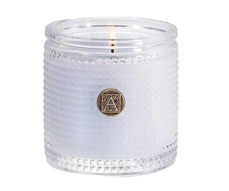 Click image to open expanded view  Aromatique Viola Driftwood 5.5 oz Textured Glass Candle