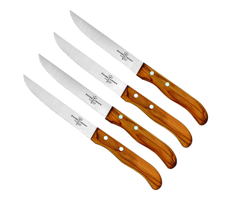 Sword & Crown 4-Piece 4.5 Stainless Steel Serrated Blade Steak Knife –  Alrossa