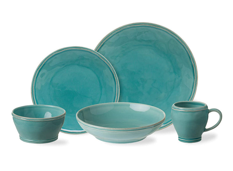 Casafina Stoneware Ceramic Dish Fontana Collection 30-Piece Dinnerware Set (Service for 6), Turquoise