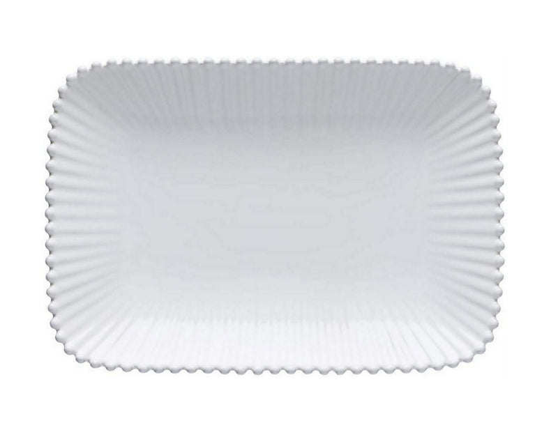 COSTA NOVA Pearl Collection Stoneware Ceramic Rectangular Platter 15.5"x11", White