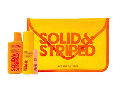 Solid & Striped Travel Kit Sunscreen Meets Serum SPF 30 Moisturizing Sun-Care Kit Includes a 3oz All-Over Sunscreen, Face SP and Sun Balm SPF 45