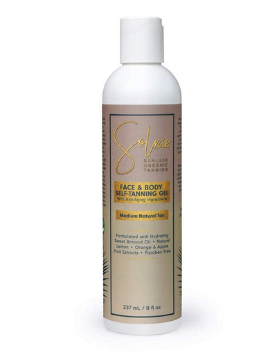 Solrae Sunless Organic Tanning Gel for Face & Body with Anti-Aging and Natural Ingredients 237 ml/8 fl oz