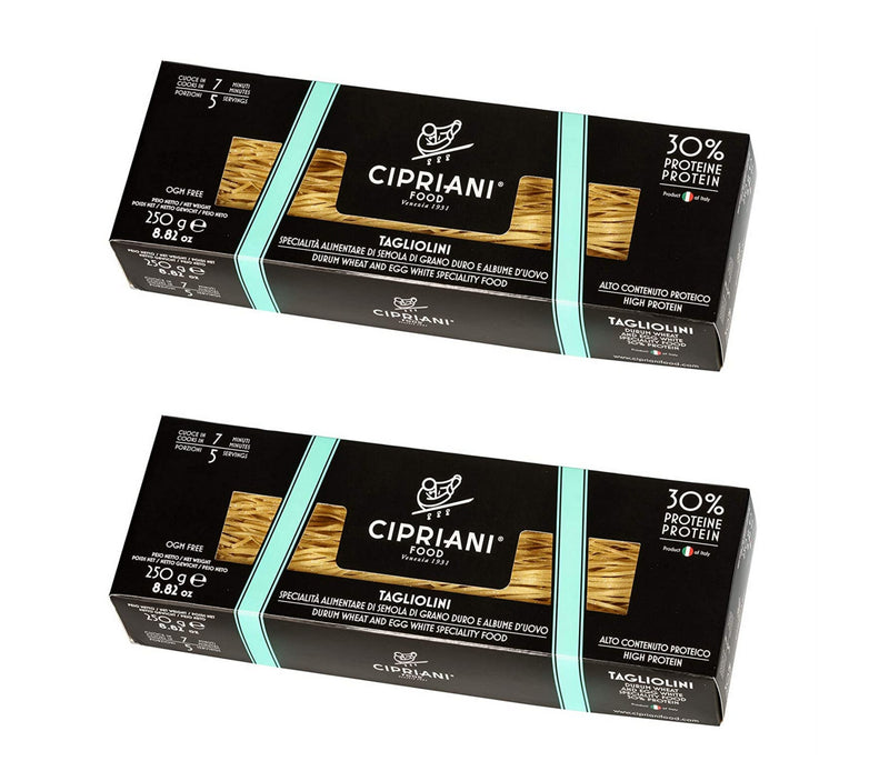 Cipriani Food High Protein 30% Tagliolini Extra Thin Egg White Pasta - 8.82 oz (2 Pack)