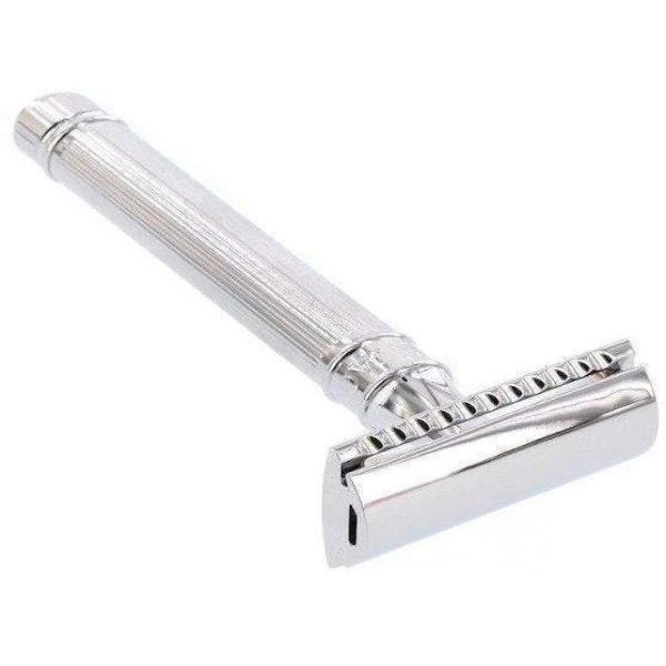 Edwin Jagger DE89Lbl Lined Detail Chrome Plated Double Edge Safety Razor