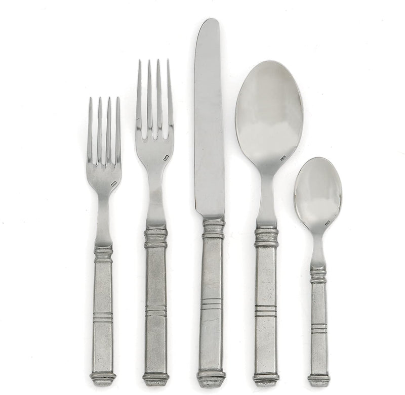 Arte Italica 5 Piece Isabella Place Setting Flatware, Pewter
