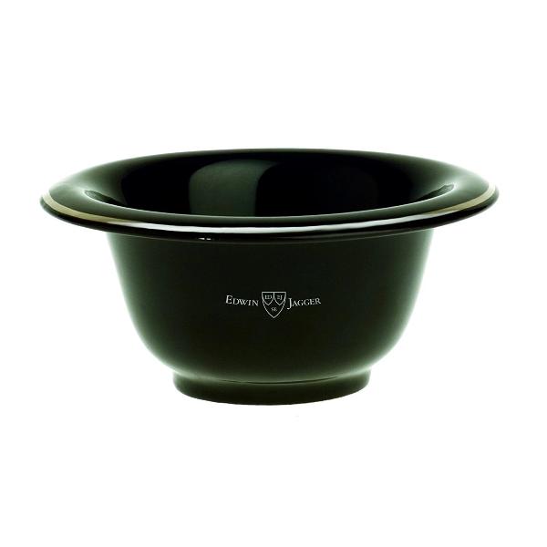 Edwin Jagger Black Porcelain Shaving Bowl With Chrome Rim