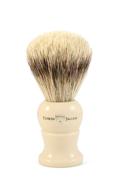 Edwin Jagger Best Badger Shaving Brush With Drip Stand, Imitation Ivory, Medium