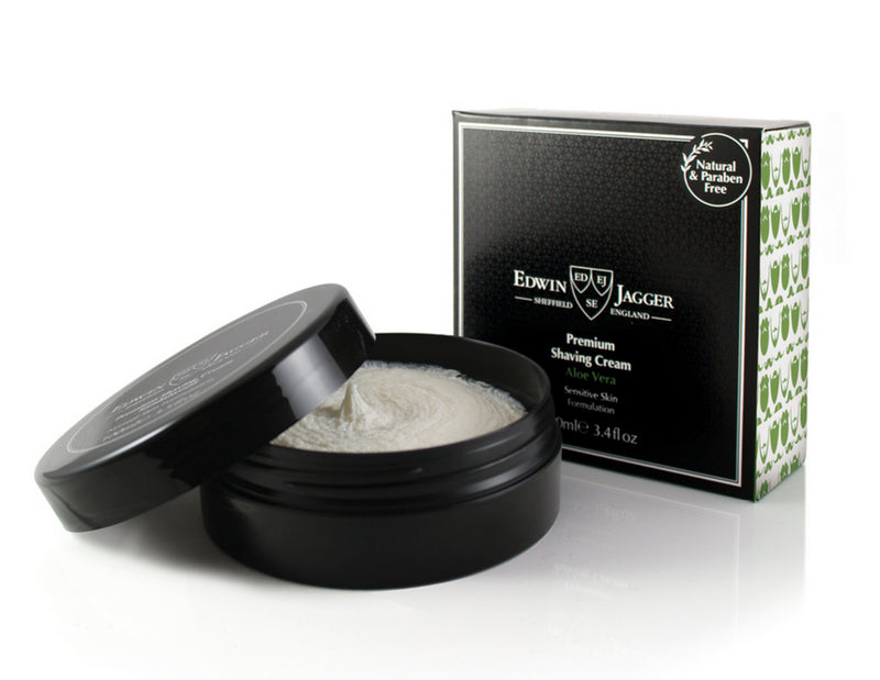 Edwin Jagger 99.9% Natural Premium Shaving Cream, 100ml Tub - Aloe Vera, 3.4-Ounce