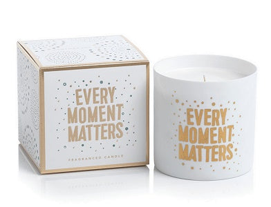 Zodax Apothecary Guild Porcelain Scented Candle Jar " Every Moment Matters" Fig Vetiver 3.5" x 3.5" 40 Hour Burn Time