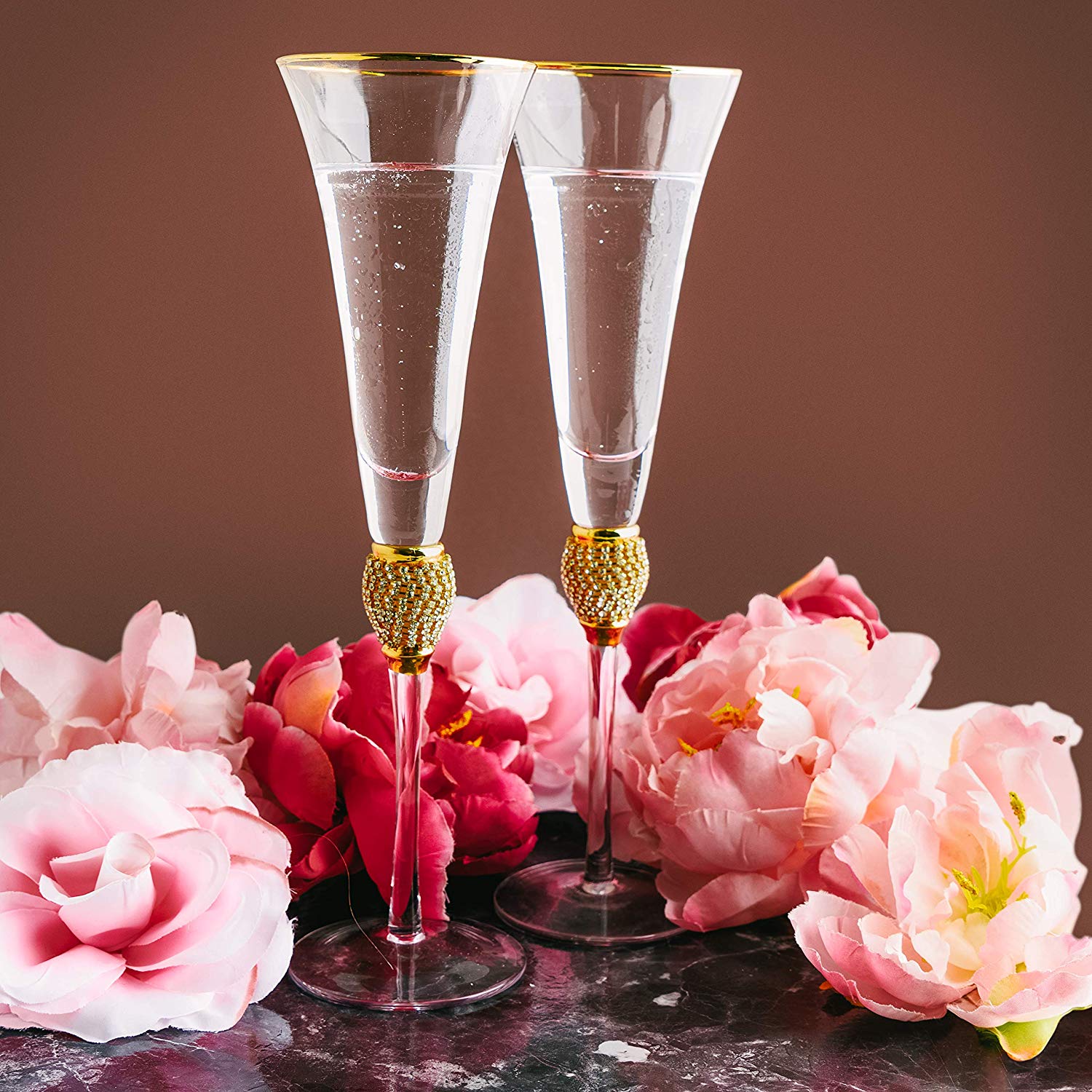 The Wine Savant Champagne Flutes Glasses Set of 4 - Luster