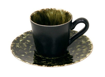 COSTA NOVA Riviera Collection Stoneware Ceramic Espresso Cup & Saucer 3 oz, Forets