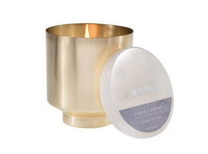 Aromatique Tique & Stone Onyx Brass Decorative Fragrance Candle (Lavender Sage, 12oz)