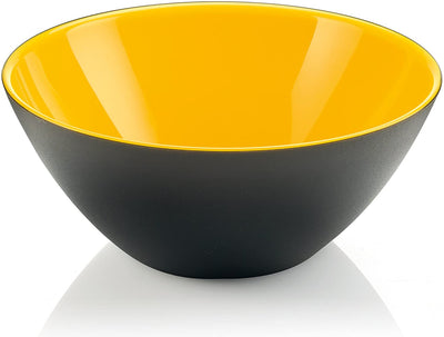 Guzzini My Fusion Small Bowls, Set of 2, BPA-Free Shatter-Resistant Acrylic, 4-3/4 inch Diameter, Ideal for Desserts, Soups and Sides, Yellow, Black