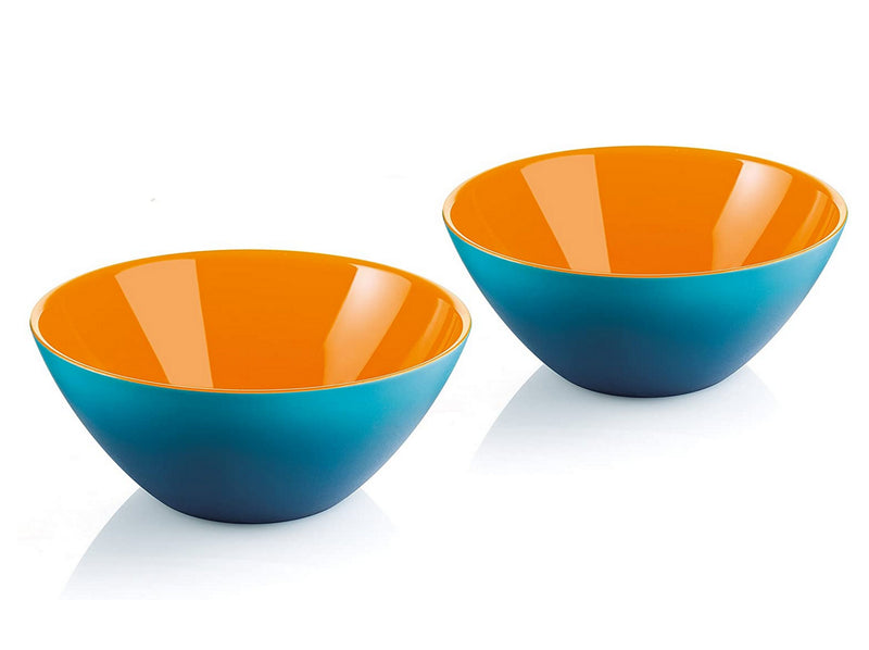 Guzzini My Fusion Small Bowls, Set of 2, BPA-Free Shatter-Resistant Acrylic, 4-3/4 inch Diameter, Ideal for Desserts, Soups and Sides, Blue, Orange
