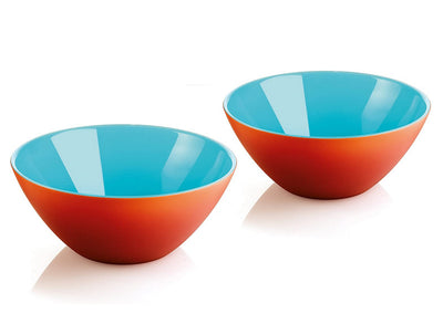 Guzzini My Fusion Small Bowls, Set of 2, BPA-Free Shatter-Resistant Acrylic, 4-3/4 inch Diameter, Ideal for Desserts, Soups and Sides, Coral, Sea