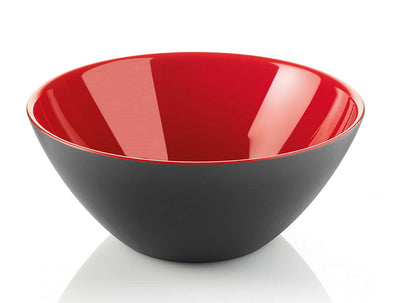 Guzzini My Fusion Large Bowl, BPA-Free Shatter-Resistant Acrylic, 9-3/4 inch Diameter, Ideal for Serving Main Dishes, Salads and Snacks, Black, Red