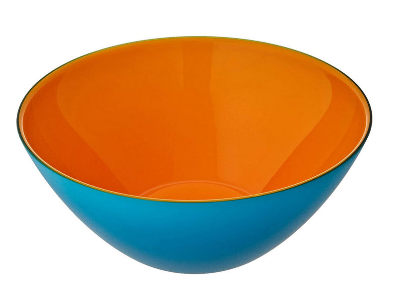 Guzzini My Fusion Large Bowl, BPA-Free Shatter-Resistant Acrylic, 9-3/4 inch Diameter, Ideal for Serving Main Dishes, Salads and Snacks, Blue, Orange