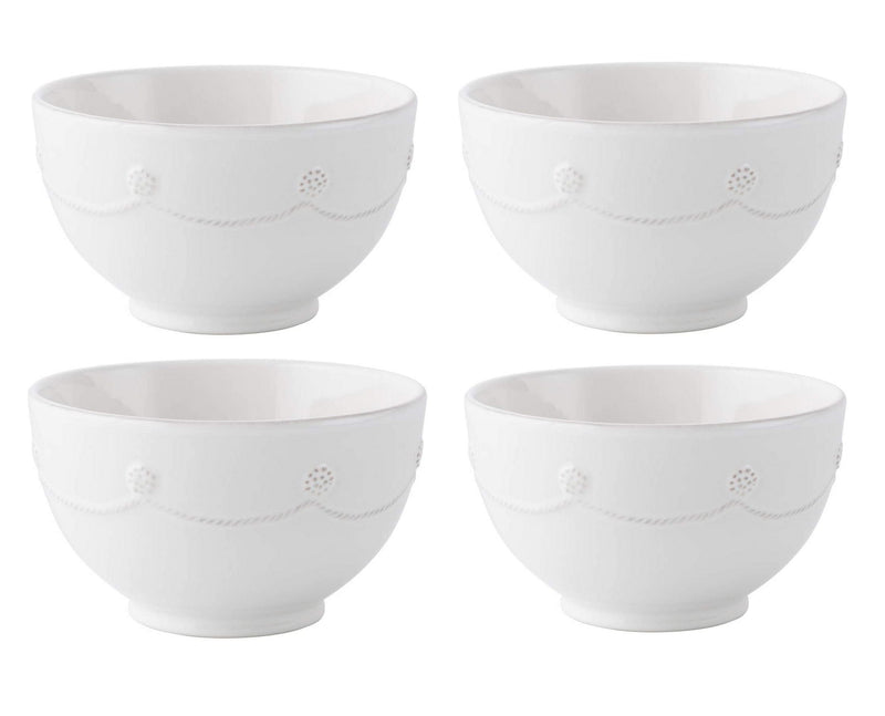 Juliska Berry and Thread Round Cereal/Ice Cream Bowl Whitewash Set of 4