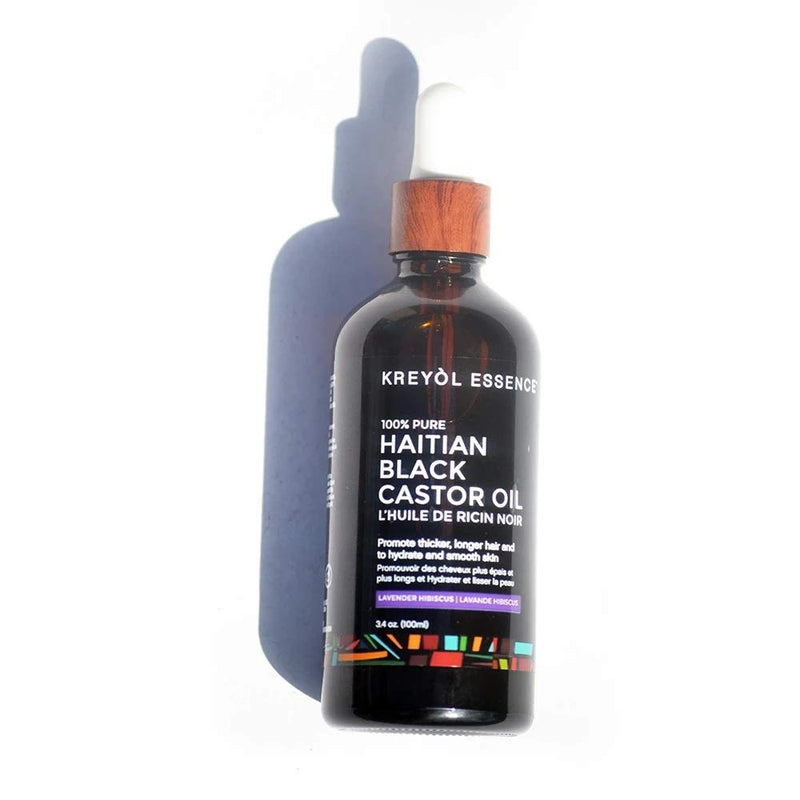 Kreyol Essence, Castor Oil Pure Haitian Black Lavender Hibiscus, 3.4 Ounce