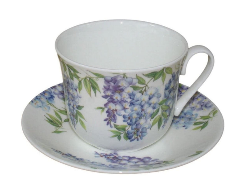 Roy Kirkham Jumbo Breakfast Cup and Saucer in Wysteria Design