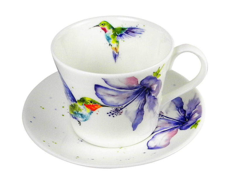 Roy Kirkham Breakfast Tea Cup and Saucer Set Fine Bone China Hummingbird England