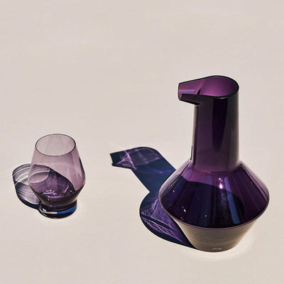 NUDE Glass Beak Wine Carafe Decanter Water/Wine Decanter Lead-Free Crystal (Purple)