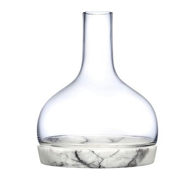 NUDE Glass Chill Carafe Decanter with Marble Base Whiskey/Wine Decanter Lead-Free Crystal