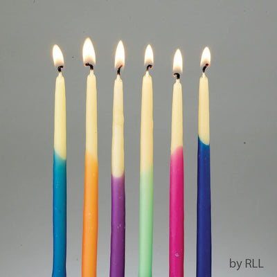 Rite Lite Chanukah 1/4" Beeswax Candles Multi Colors Hand Dipped Hanukkah Menorah Candles