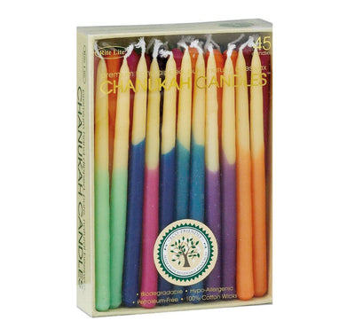 Rite Lite Chanukah 1/4" Beeswax Candles Multi Colors Hand Dipped Hanukkah Menorah Candles