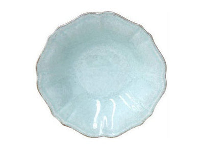 Casafina Stoneware Ceramic Impressions Collection Individual Pasta D9.5" H1.75" 17.5 oz. Robins Egg Blue